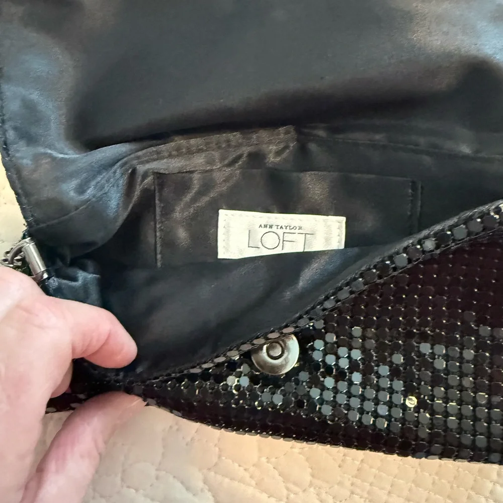 Boho Y2K Black Metal Mesh Clutch Evening Bag Festival Wristlet Glam Purse